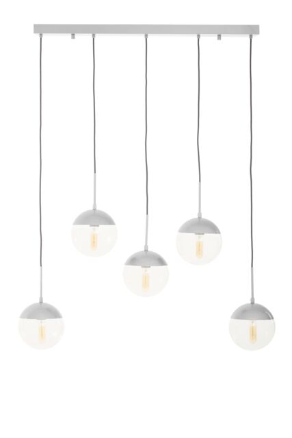 Orsina Industrial Chrome 5 Pendant Light, Adjustable Globe Pendant Ceiling Light for Dining Table, Hanging Light in Silver - image 1