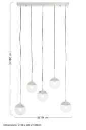 Orsina Industrial Chrome 5 Pendant Light, Adjustable Globe Pendant Ceiling Light for Dining Table, Hanging Light in Silver - thumbnail 6