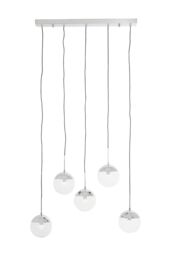 Orsina Industrial Chrome 5 Pendant Light, Adjustable Globe Pendant Ceiling Light for Dining Table, Hanging Light in Silver - thumbnail 2