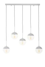 Orsina Industrial Chrome 5 Pendant Light, Adjustable Globe Pendant Ceiling Light for Dining Table, Hanging Light in Silver