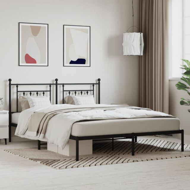 Berkfield Home Metal Bed Frame with Headboard Black 160x200 cm - image 1