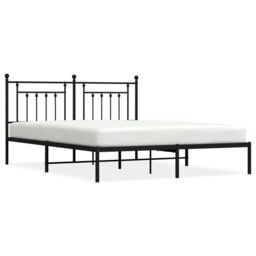 Berkfield Home Metal Bed Frame with Headboard Black 160x200 cm - thumbnail 2