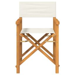 Berkfield Home Folding Director's Chair Cream Solid Wood Teak - thumbnail 3