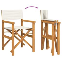 Berkfield Home Folding Director's Chair Cream Solid Wood Teak - thumbnail 6