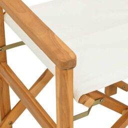 Berkfield Home Folding Director's Chair Cream Solid Wood Teak - thumbnail 7