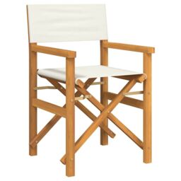 Berkfield Home Folding Director's Chair Cream Solid Wood Teak - thumbnail 2