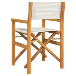 Berkfield Home Folding Director's Chair Cream Solid Wood Teak - thumbnail 5