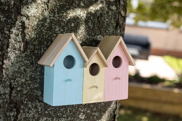 Marco Paul Pastel Colourful 3in1 Bird House Wooden Nesting Box - image 1