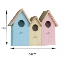 Marco Paul Pastel Colourful 3in1 Bird House Wooden Nesting Box - thumbnail 3
