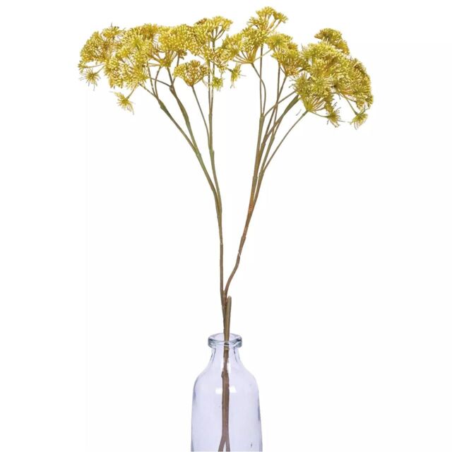 Bloom Artificial Single Dill Spray Stem - Faux Fake Silk Flower Indoor Home Floral Decoration - Measures L42cm in Yellow - image 1