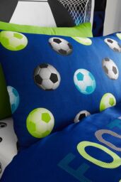 Catherine Lansfield 'Football' Duvet Set in Blue - Size: Single - thumbnail 2