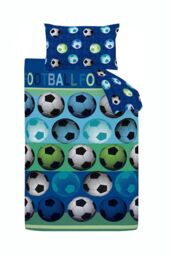 Catherine Lansfield 'Football' Duvet Set in Blue - Size: Single - thumbnail 4