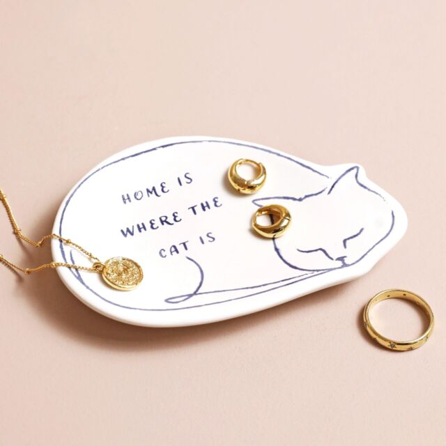 Lisa Angel Women's Home Is Where The Cat Is' Trinket Dish in White - image 1