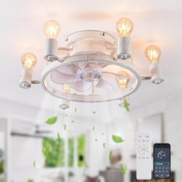 Garwarm Ceiling Fans with Lights 52cm White 6 Lights - thumbnail 1