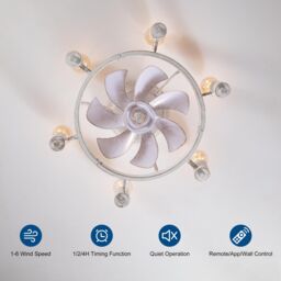 Garwarm Ceiling Fans with Lights 52cm White 6 Lights - thumbnail 2