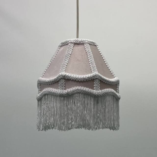 K LIVING Tassle 10 Inch Pink Traditional Shade with Tassels - image 1
