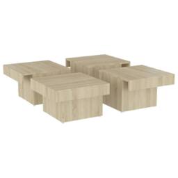 Berkfield Home Coffee Table Sonoma Oak 90x90x28 cm Engineered Wood in Light Tan - Size: 90 x 90 x 28 cm - thumbnail 4