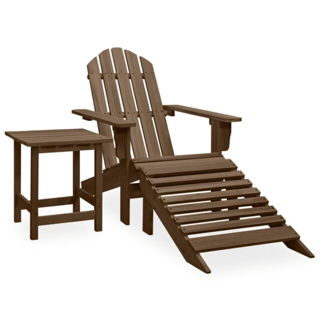 Berkfield Home Garden Adirondack Chair with Ottoman&Table Solid Fir Wood Brown - image 1