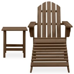 Berkfield Home Garden Adirondack Chair with Ottoman&Table Solid Fir Wood Brown - thumbnail 2