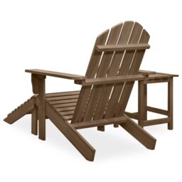 Berkfield Home Garden Adirondack Chair with Ottoman&Table Solid Fir Wood Brown - thumbnail 4