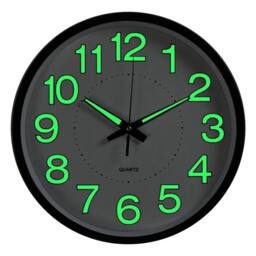 Kelvenix 30cm Luminous Wall Clock Silent Glow In the Dark in Black - Size: 0.6m2 - thumbnail 1
