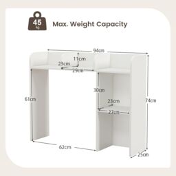 Gymax Countertop Bookshelf 3-Tier Open Display Rack With Shelves & Hutch in White - thumbnail 3