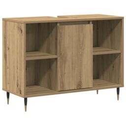 Berkfield Home Vanity Unit Artisan Oak MDF Standard Vanity Unit Rectangular in Brown - thumbnail 2