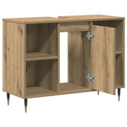 Berkfield Home Vanity Unit Artisan Oak MDF Standard Vanity Unit Rectangular in Brown - thumbnail 5