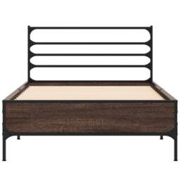 Berkfield Home Bed Frame without Mattress Brown Oak 100x200 cm - thumbnail 4