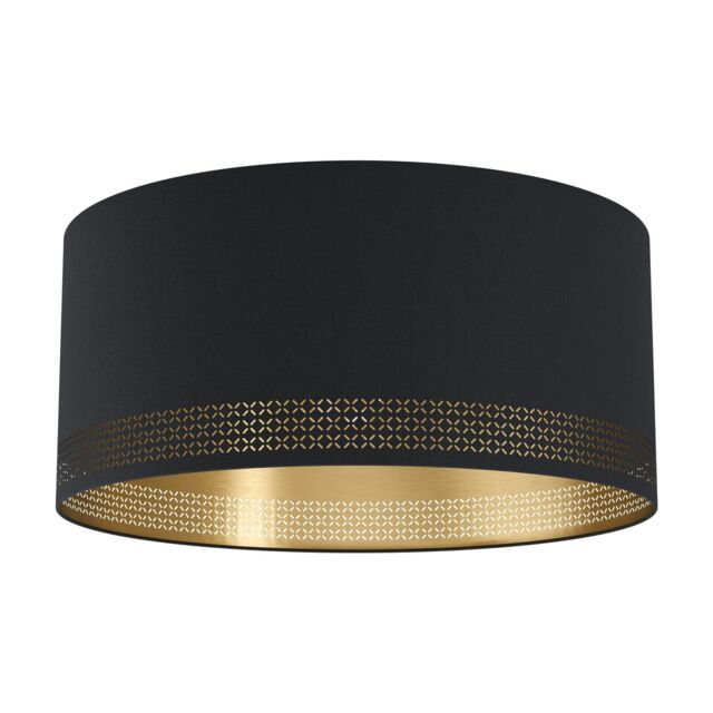 Loops Wall Flush Ceiling Light Colour Black Shade Black Gold Fabric Bulb E27 1x40W - image 1