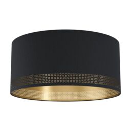 Loops Wall Flush Ceiling Light Colour Black Shade Black Gold Fabric Bulb E27 1x40W