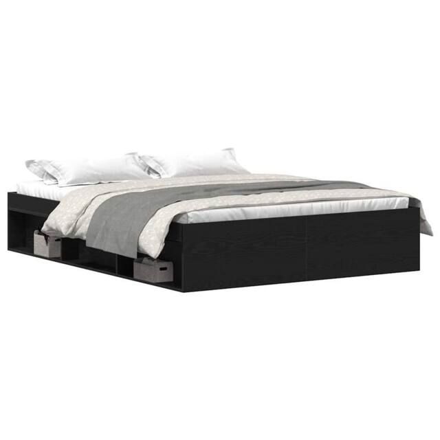 Berkfield Home Bed Frame without Mattress Black Oak 150x200 cm Engineered Wood - image 1