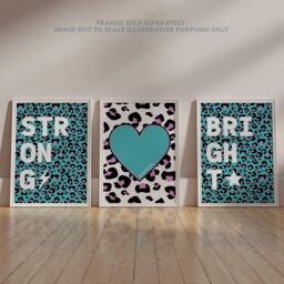 Wee Blue Coo Pack of 6 Leopard Pattern & Bold Shapes Turquoise & Purple Beautiful Bright Strong Typography Unframed Wall Art Living Room Prints Set - thumbnail 6