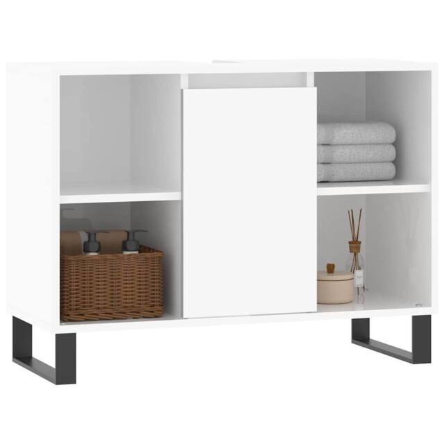 Berkfield Home Durable Bathroom Cabinet High Gloss White 80x33x60 cm Engineered Wood - Size: 80 x 33 x 60 cm - image 1