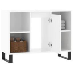Berkfield Home Durable Bathroom Cabinet High Gloss White 80x33x60 cm Engineered Wood - Size: 80 x 33 x 60 cm - thumbnail 4