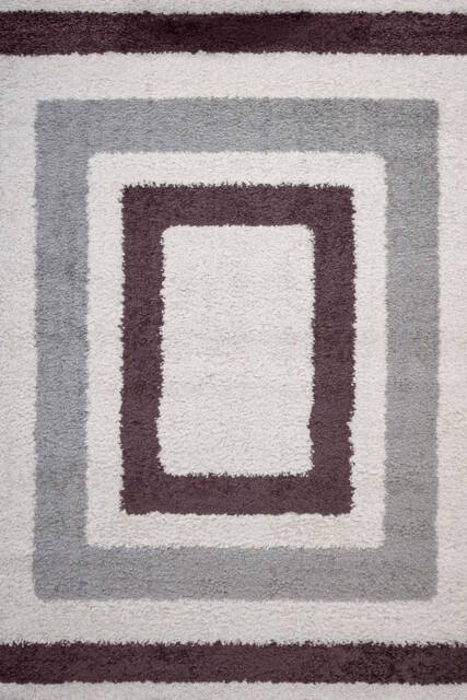 THE RUGS Moodi Border Design Shaggy Soft High Pile Living Room Rug & Runner in Purple - Size: 120 cm diameter - image 1