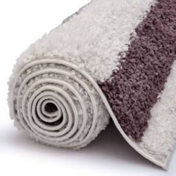 THE RUGS Moodi Border Design Shaggy Soft High Pile Living Room Rug & Runner in Purple - Size: 120 cm diameter - thumbnail 6