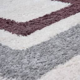 THE RUGS Moodi Border Design Shaggy Soft High Pile Living Room Rug & Runner in Purple - Size: 120 cm diameter - thumbnail 3