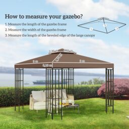 OUTSUNNY 3(m) 2 Tier Garden Gazebo Top Cover Replacement Canopy Roof in Bronze - thumbnail 3