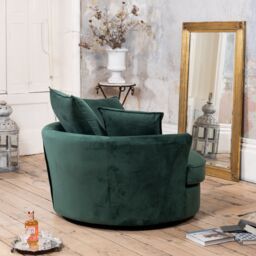 Artemis Home Havana Velvet Swivel Base Cuddle Chair in Green - thumbnail 5