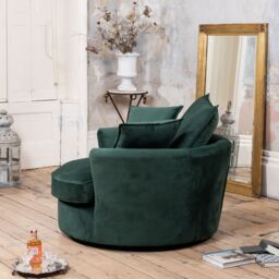 Artemis Home Havana Velvet Swivel Base Cuddle Chair in Green - thumbnail 3
