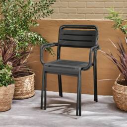 sweeek Pair Of Steel & Stackable Garden Armchairs in Grey - thumbnail 6