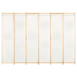 Berkfield Home 6-Panel Room Divider Cream 240x170x4 cm Fabric in Beige - Size: 240 x 170 x 4 cm - thumbnail 2