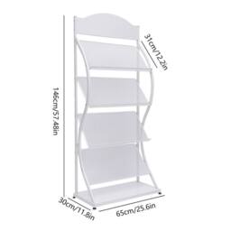 VOGREX 4-Tier Magazine Pamphlet Display Rack Reception Newspaper Organizer in White - thumbnail 2
