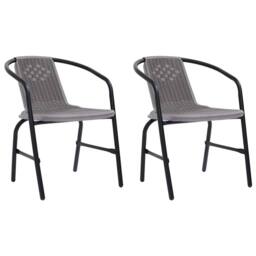 Berkfield Home Garden Chairs 2 pcs Plastic Rattan & Steel 110 kg in Grey - thumbnail 2