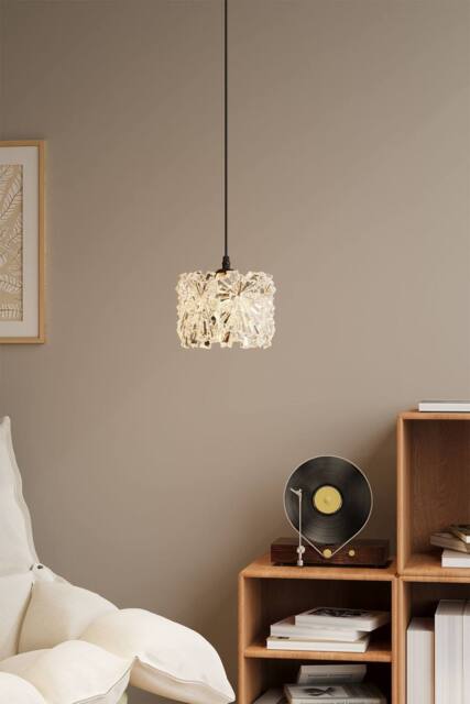 Living and Home Iron Pendant Light with Glass Shade in Clear - image 1