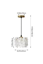 Living and Home Iron Pendant Light with Glass Shade in Clear - thumbnail 3