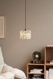 Living and Home Iron Pendant Light with Glass Shade in Clear - thumbnail 1