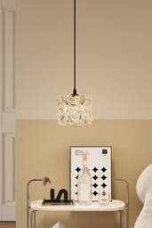Living and Home Iron Pendant Light with Glass Shade in Clear - thumbnail 2