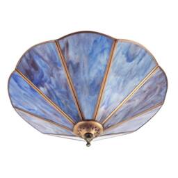 Happy Homewares Classic Coloured Tiffany Glass Easy Fit Pendant Shade with Brass Trims in Blue - Size: 14 inches - thumbnail 5